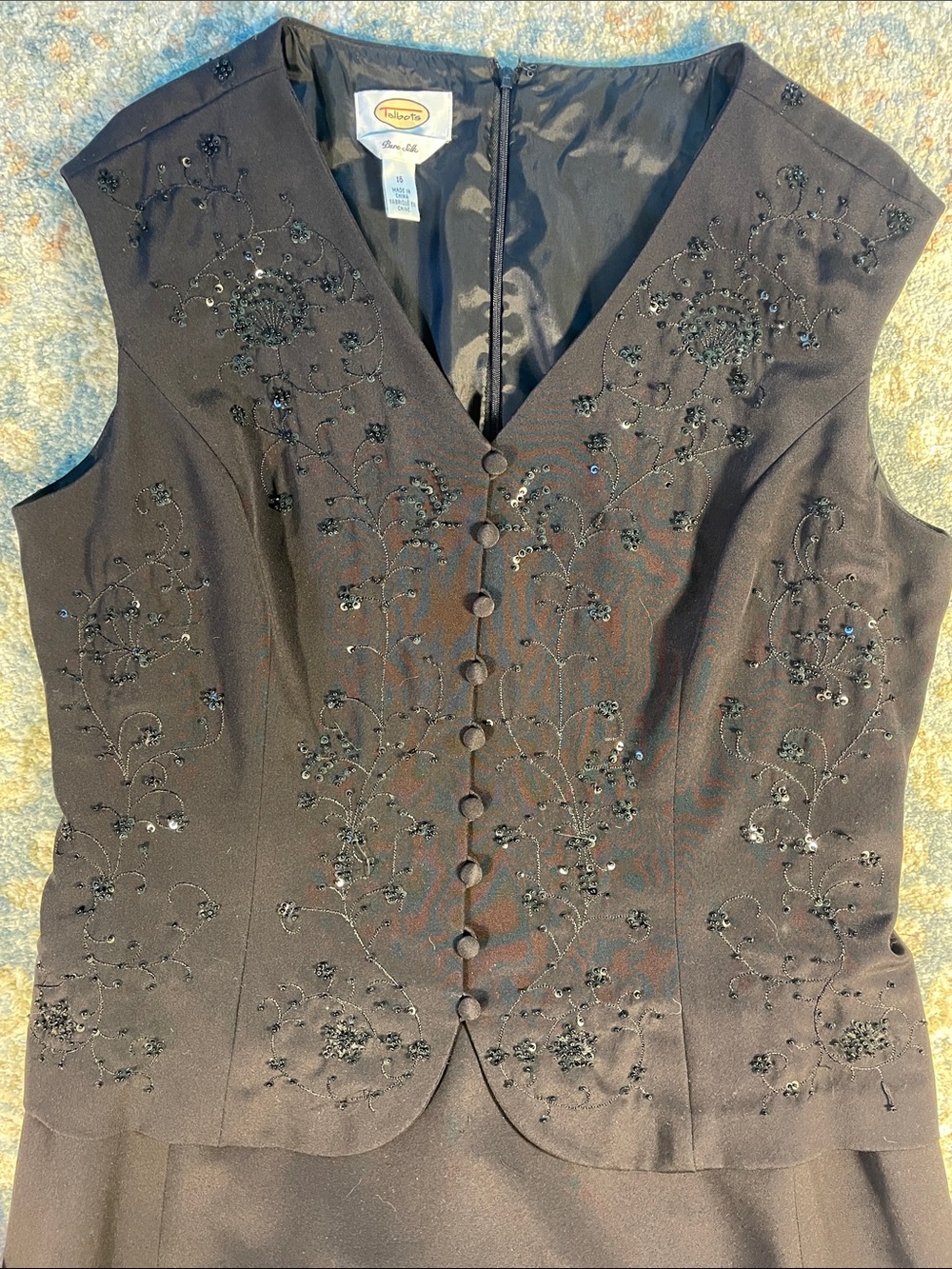 Talbots Silk Black Sleeveless Embellished Maxi Dress - Picture 3 of 7